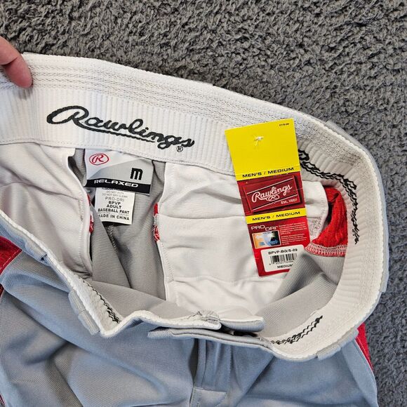 Rawlings Baseball Pant Adult Size Medium Gray Red Pro Dri - Picture 8 of 12